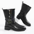 thumbnail image 4 of Wowcloth Winter Boots for Women - Comfortable Plus-Size Round Toe with Buckle Detail Chunky Low Heel Ankle Boots for Fashion Casual Daily Wear, 4 of 9