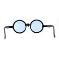 thumbnail image 4 of Rhinestone Death Metal Skull Trim Round Circle Lens Plastic Sunglasses Black Blue, 4 of 4
