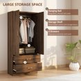 thumbnail image 4 of HOMCOM Wardrobe Closet with Hanging Rod, Clothes Storage Organizer, Walnut, 4 of 10