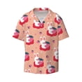 thumbnail image 4 of Uemuo Bunny And Strawberry Pattern Cotton Linen Short Sleeve Shirts,Casual Lightweight Button Down Shirts,Vacation Beach Summer Tops-XX-Large, 4 of 7