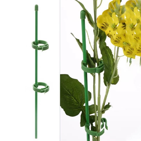 Moonsky 5-Pack Plant Support Poles with Fixing Buckles, 12-Inch Adjustable Green Flower Stakes for Roses and Peonies, Anti-Lodging Stand green 5PC