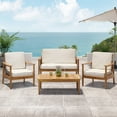 thumbnail image 3 of GDF Studio Emmry Outdoor Acacia Wood 4 Seater Chat Set with Coffee Table, Teak and Beige, 3 of 11