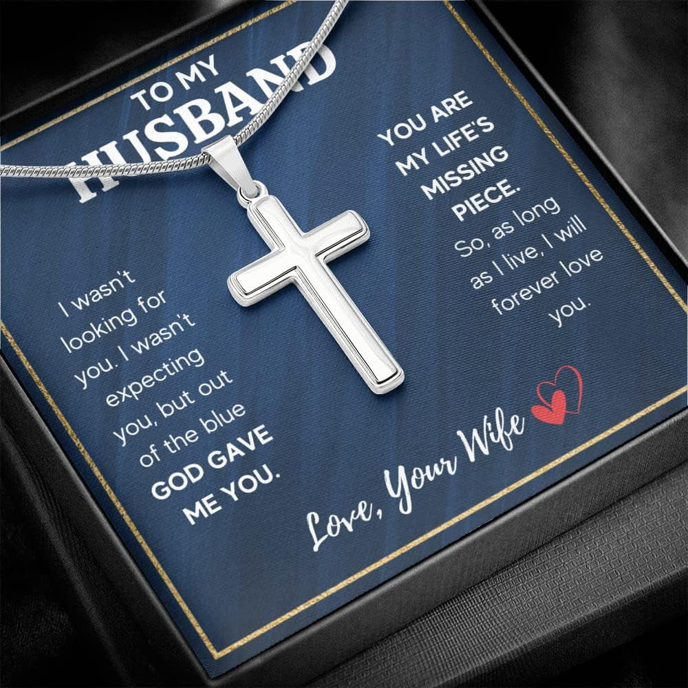 I Love You Gifts For Soulmate, To My Man Cross Necklace For Husband/Boyfriend From Wife/Girlfriend, Soulmate Sentimental Gift Ideas, Necklace Jewelry Chain Faith Cross Valentines Day Present For Men