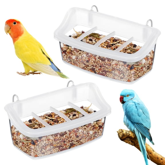 Pungan 2-Pack Bird Feeders for Cage Parakeets, Hanging Food Bowls and Water Dispenser Cups, and Easy to Clean, 4.53 x 2.36 x 2.17 Inches