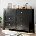 thumbnail image 3 of Aoile 6 Drawer Dresser, Modern Chest of Drawers with Round Handle, Wooden Storage Cabinet with Sturdy Leg, Dresser Cabinet Organizer for Bedroom, Living Room, Entryway, Black, 3 of 10