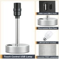 thumbnail image 3 of Table Lamp, 3 Way Dimmable Light Touch Lamp, USB C&A Fast Charging Ports, Fabric Shade Silver Base Lamp, for Bedroom, Living Room, Office, Dorm, 3 of 7