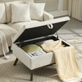 thumbnail image 6 of Mid-Century Modern Square Coffee Table Storage Bench, Ottoman, High Density Foam, Storage Compartment, Safety Hinge, for Living Room, Entryway, Family Room, Bedroom, Dining Room, Beige, 6 of 9