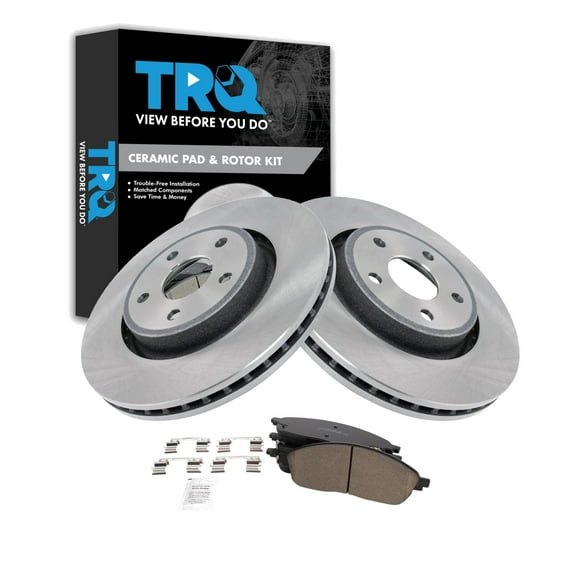 TRQ Front Brake Pad & Rotor Kit Brake Pads Brake Rotor Ceramic Fits Select 2021 Jeep Grand Cherokee