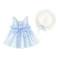 thumbnail image 2 of LoyisViDion Baby Girls Dress Clearance Toddler Baby Kids Girls Suspenders Floral Princess Dress Hat Clothes Outfits Light blue 1-2 Years, 2 of 7