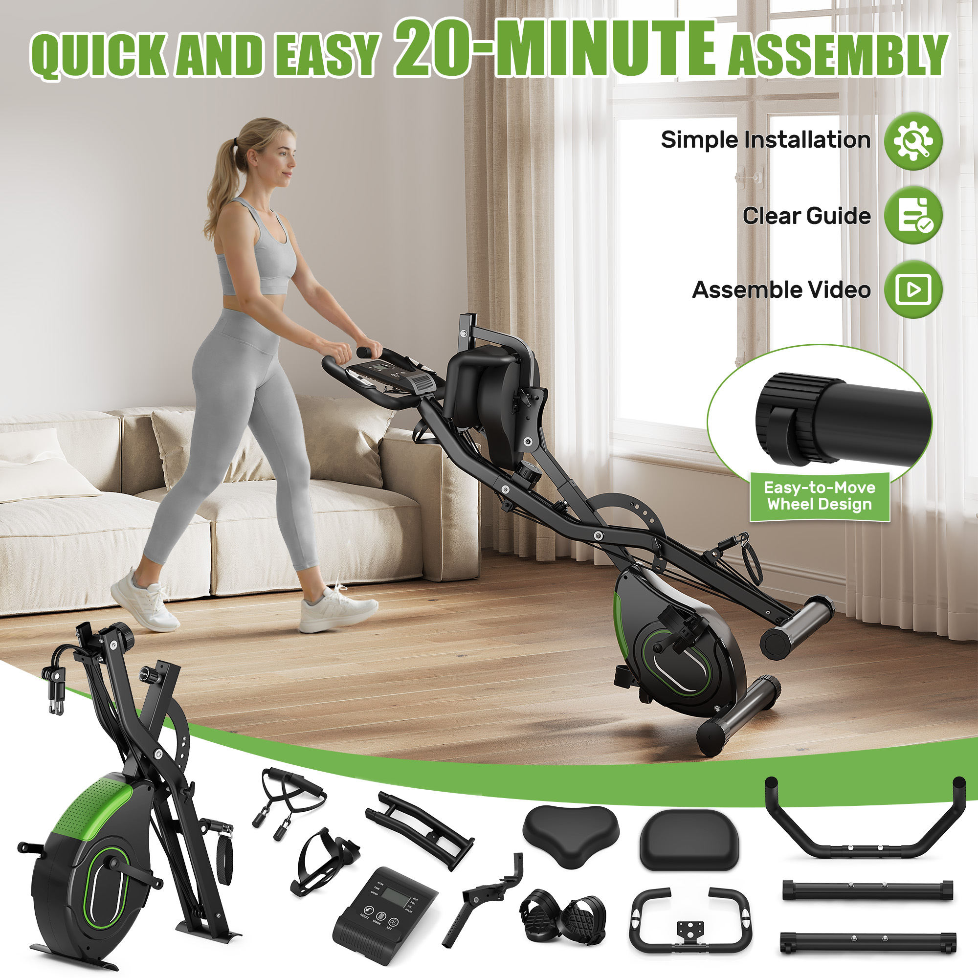 Forgemus 5-in-1 Foldable Exercise Bike 330lbs photo 3