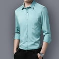 thumbnail image 3 of Hommes Manches Longues Casual Slim Fit Chemises Solide Bouton vers le Bas Robe Chemise Tourner vers le Bas Col Chemises, 3 of 4
