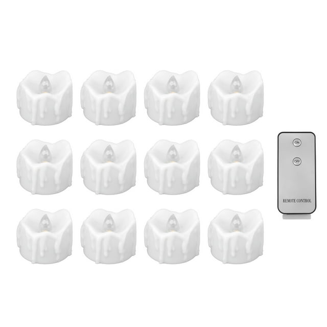 12 velas de té eléctricas LED con iluminación blanca cálida, velas falsas eléctricas sin llama realistas para decoración de bodas y Halloween.