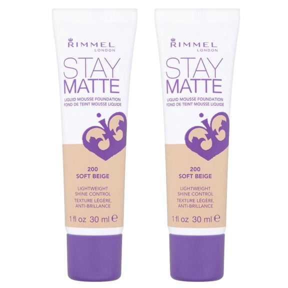 (2 Pack) RIMMEL Stay Matte Liquid Mousse Foundation - Soft Beige 200