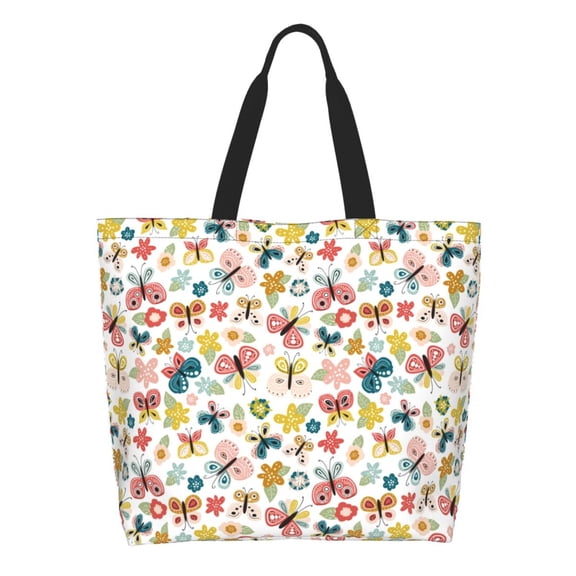 Xecao Butterfly Flowers for Tote Bag for Women, Tote Shoulder Bag with a littlw pocket and Handbag for Travel, Work