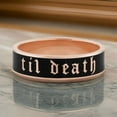 thumbnail image 2 of 6mm Til Death Rose Gold Black Enamel Band Ring, Til Death Band Ring, Personalized Ring,Gift For Men,promise Ring, Wedding Gift For Him, 2 of 5