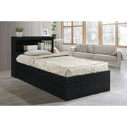 Hodedah Twin Size Captain Bed with 3 Drawers and Headboard in Cherry Wood