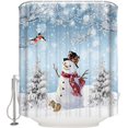 thumbnail image 2 of Christmas Shower Curtains for Bathroom Snowman Shower Curtain with Hooks, Christmas Tree Waterproof Polyester Blue Shower Curtain Set, 84inch Extra Long Winter Holiday Bathroom Curtains Decoration, 2 of 5