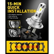 AUXITO H7 LED Headlight Bulb, 1:1 Mini Size , 6500K White, 8 CSP Chips Super Bright , Fanless Fog Lights Halogen Replacement Bulb, Pack of 2