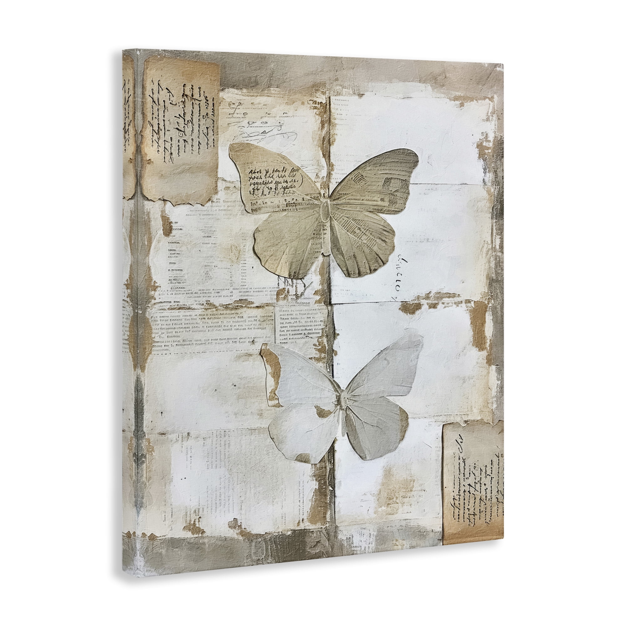 Stupell Industries Vintage Butterfly Collage Animals Painting Wrapped Canvas Art Print Wall Art, 24 x 30