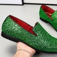 thumbnail image 7 of Santimon Men Dress Shoes Glitter Loafers Slip On Casual Wedding Party Formal Shoes Green 11 US, 7 of 7