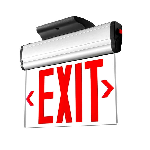 Red Led Edge-Lit Exit Sign,  Single Sided Acrylic Clear Panel Led Exit Sign,Hardwired Emergency Exit Signs For Business, Top/Side/Wall Mount
