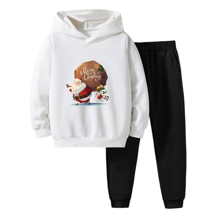 

Toddler Boys Outfits Girls Winter Christmas Long Sleeve Cartoon Prints Hoodie Tops Pants 2Pcs Set Clothes for Boys Size 13-14T