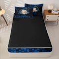 thumbnail image 4 of Homewish Blue Drip Sprinkle Baseball Zipper Twin Comforter Sets with Fitted Sheet and 2 Pillowcases, Sport Zipper Bedding Set for Boys and Girls, Black Reversible, 4-Piece, 4 of 6