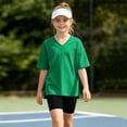 thumbnail image 5 of Girls 2pc Outfits Summer Short Sleeve V Neck Drop Shoulder T-Shirts Basic Leggings Shorts Sets Green 4-5 Years, 5 of 7
