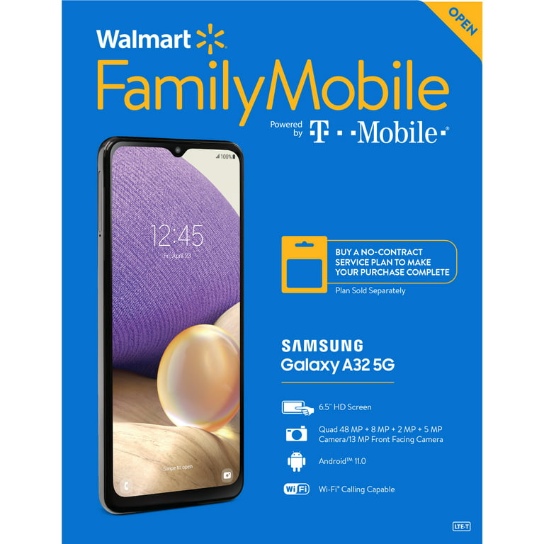 Walmart Family Mobile SAMSUNG Galaxy A32 5G, 64GB, Black - Prepaid  Smartphone 