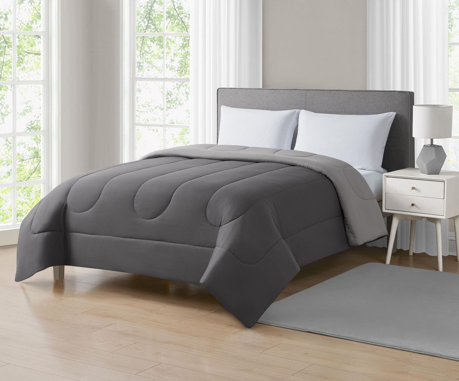 Mainstays Solid Reversible Microfiber Comforter, 1 piece, Available in Twin & Double/Queen