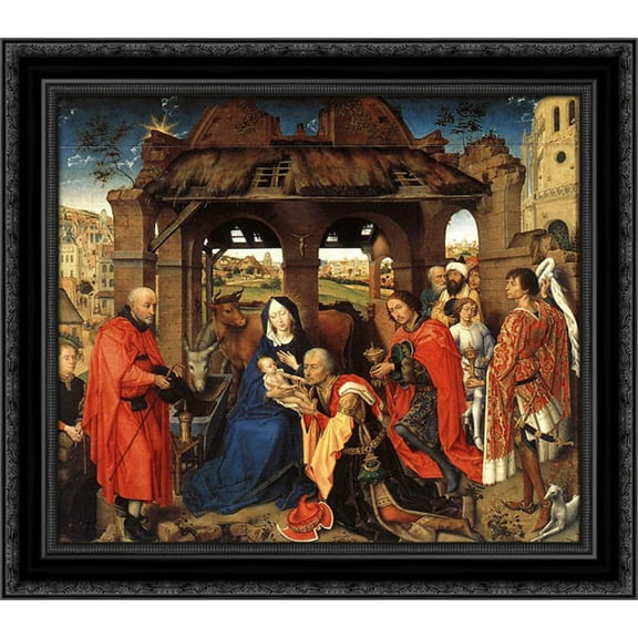 Adoration of the Magi 21x20 Black Ornate Wood Framed Canvas Art by Weyden, Rogier van der