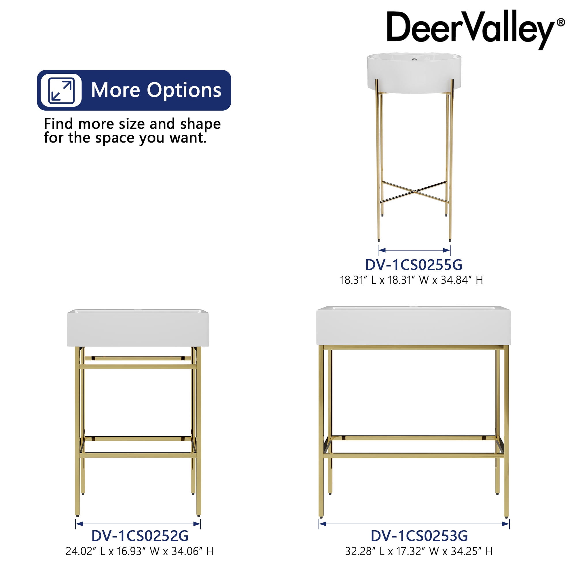 24 in. L x 17 in. W Ceramic Rectangular Bathroom Console Sink in White with Golden Legs and Overflow