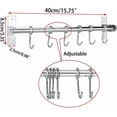 thumbnail image 2 of Stainless Steel Kitchen Backsplash Bar with 6 Removable Hooks for Hanging Kitchen Utensils - Soup Spoon, Saucepan etc., 2 of 5