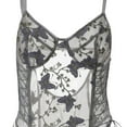 thumbnail image 4 of HomeGardon Lingerie for Women Women Sexy Lace Up Floral Embroidered Teddy Lingerie Bodysuit Top Mesh Sheer One Piece Blue S-XL, 4 of 5