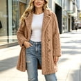 thumbnail image 5 of ITSAME Womens Fleece Mid Length Coat Notched Lapel Button Front Warm Winter Outerwear Jacket Khaki Size XL, 5 of 9