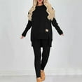 thumbnail image 3 of STETMN Women's Plus Size Outfits Loose Slit Hem Crewneck Pullover Top Stretch Slim Pant Athletic Sets, 3 of 7