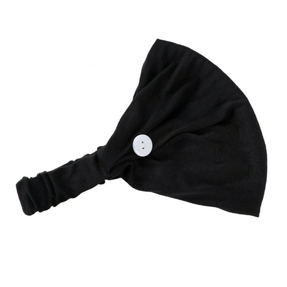 MSJUHEG Headbands for Women,Tie Headband,Wire Headband,Boho Bandeau,Thick Headbands for Women,Hairband with Button Holder Wearing Ears Head Wrap Headband Black One Size
