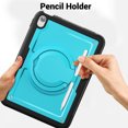thumbnail image 6 of Shockproof Case for Apple iPad 11th 10th Generation 2025 2022, Rugged Hybrid Protective Cover with Pencil Holder & Shoulder Strap Kids Friendly Rotating Stand Case for iPad 11th 10th Gen, Lightblue, 6 of 8