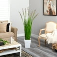 thumbnail image 4 of Nearly Natural 64" Wheat Grass Artificial Plant in White Metal Planter, Green, 4 of 4