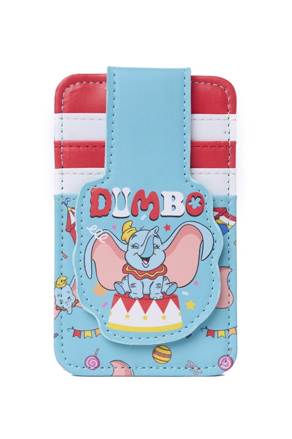 Dumbo Snap Card Holder Wallet Circus Striped Faux Leather Blue Red
