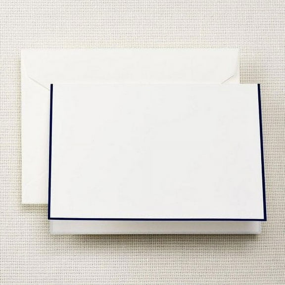 Crane & Co. Regent Blue Bordered Pearl White Note