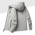 thumbnail image 2 of Mens Jacket Autumn Winter Zipper Down Solid Color Hooded Jackets Liner Thickened Casual Top Coat Grey, 2 of 4