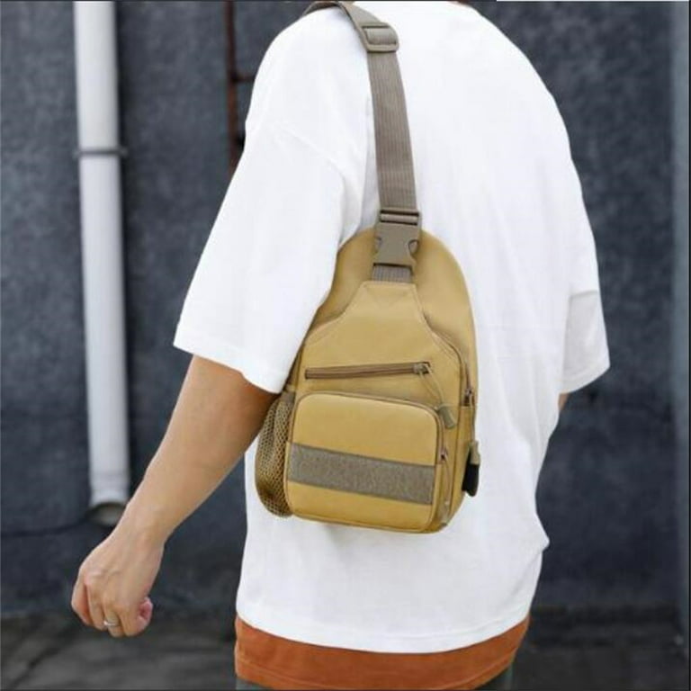 Men Women Chest Bag Genuine Leather Sling Shoulder Backpack, Waterproof  Crossbody Bag By Rustic Town (Brown)