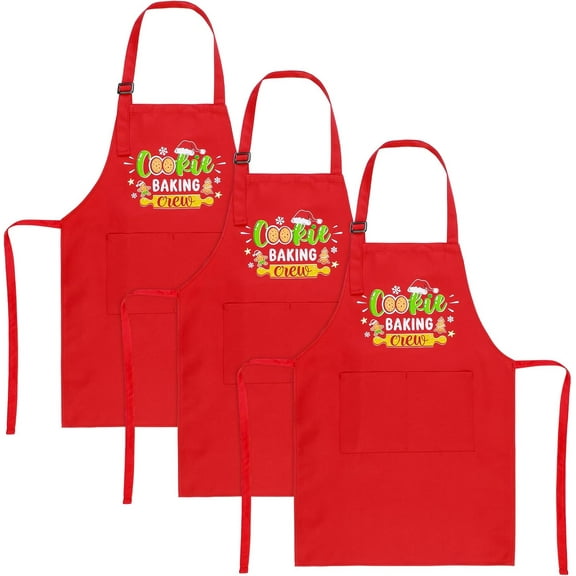Christmas Kids Apron, Funny Apron Cookie Baking Crew, Adjustable Toddler Chef Baking Aprons for Girls and Boys