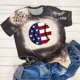 thumbnail image 1 of Camiseta Informal Fiudx de Manga Corta con Cuello Redondo y Estampado de Independencia para mujer, 1 of 5