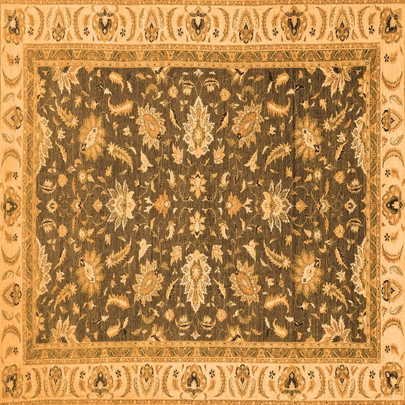 Ahgly Company Indoor Square Oriental Orange Traditional Area Rugs, 6' Square