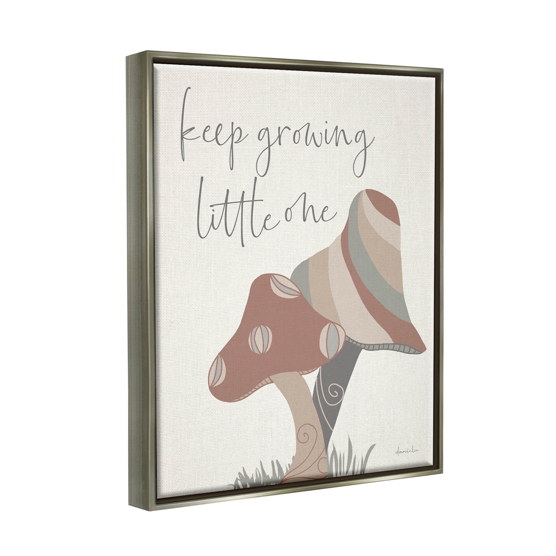 Stupell Industries Keep Growing Little One Nature Graphic Art Luster Gray Floating Framed Canvas Print Wall Art, Design by Daniela Santiago