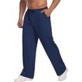 thumbnail image 2 of Men's Lightweight Sweatpants Open Bottom Drawstring Sweat Pants Straight Leg Gym Fall Lounge Pants with Pockets, L, 2 of 7