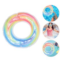 WRISTBIQUE Colorful Rainbow Inflatable Swimming Ring Pool Tube For Summer Beach Parties Outdoor Fun Relaxation Design