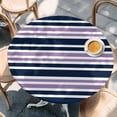 thumbnail image 2 of Navy Blue Purple Striped Round Tablecloth, Fitted Table Cover with Elastic for 55"-60" Round Tables, Gradient Horizontal Lines Table Cloth Outdoor Indoor Dinning Party Waterproof Tablecloths, 2 of 7